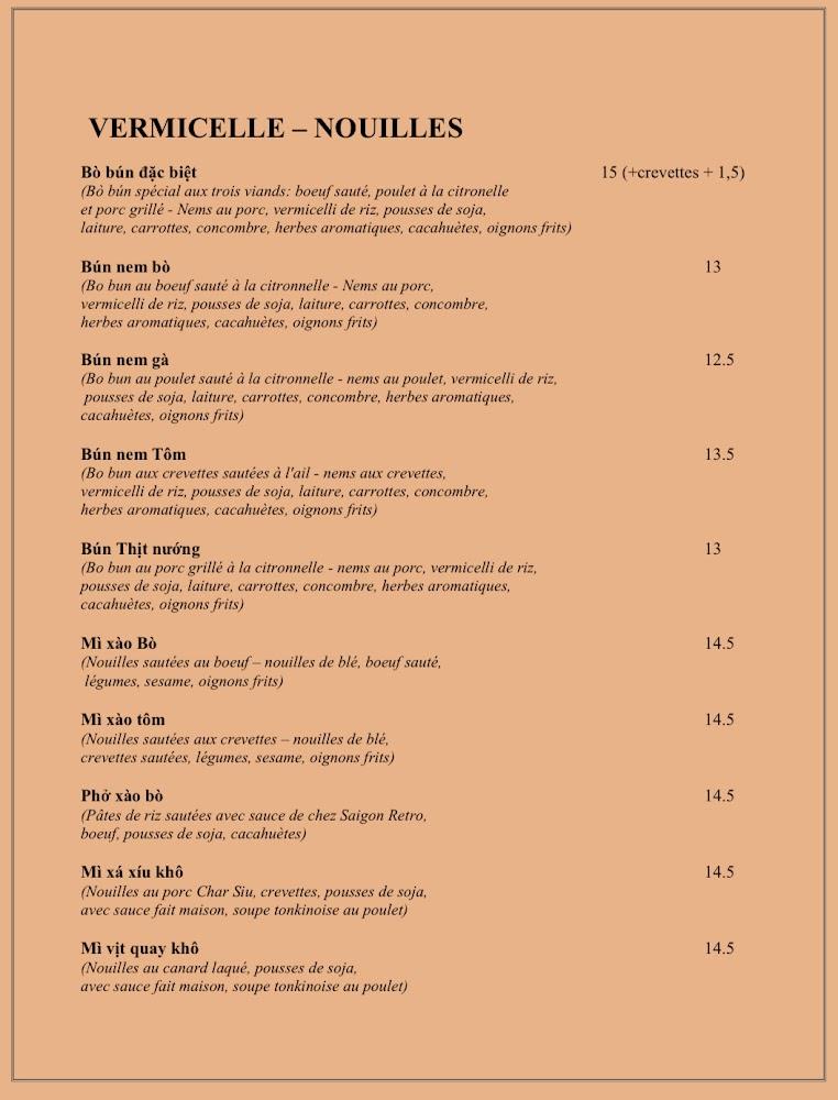 Saigon Retro - Menu Image 1